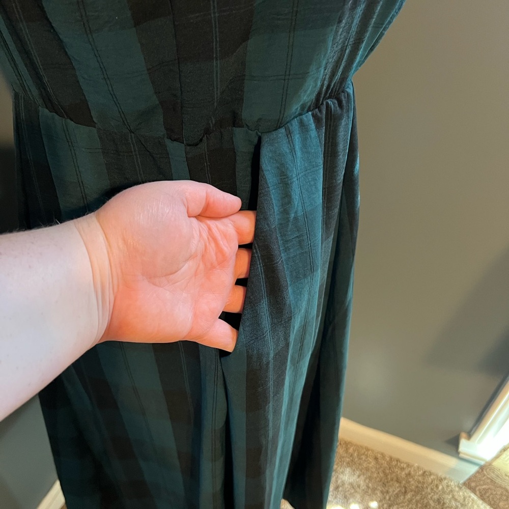 Torrid Green Plaid Button-Front Midi Dress - Picture 8 of 14